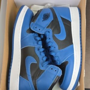 Jordan Blue and Black Sneakers High-Top Silhouette